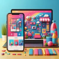 E Commerce Mobile App and Website Vector