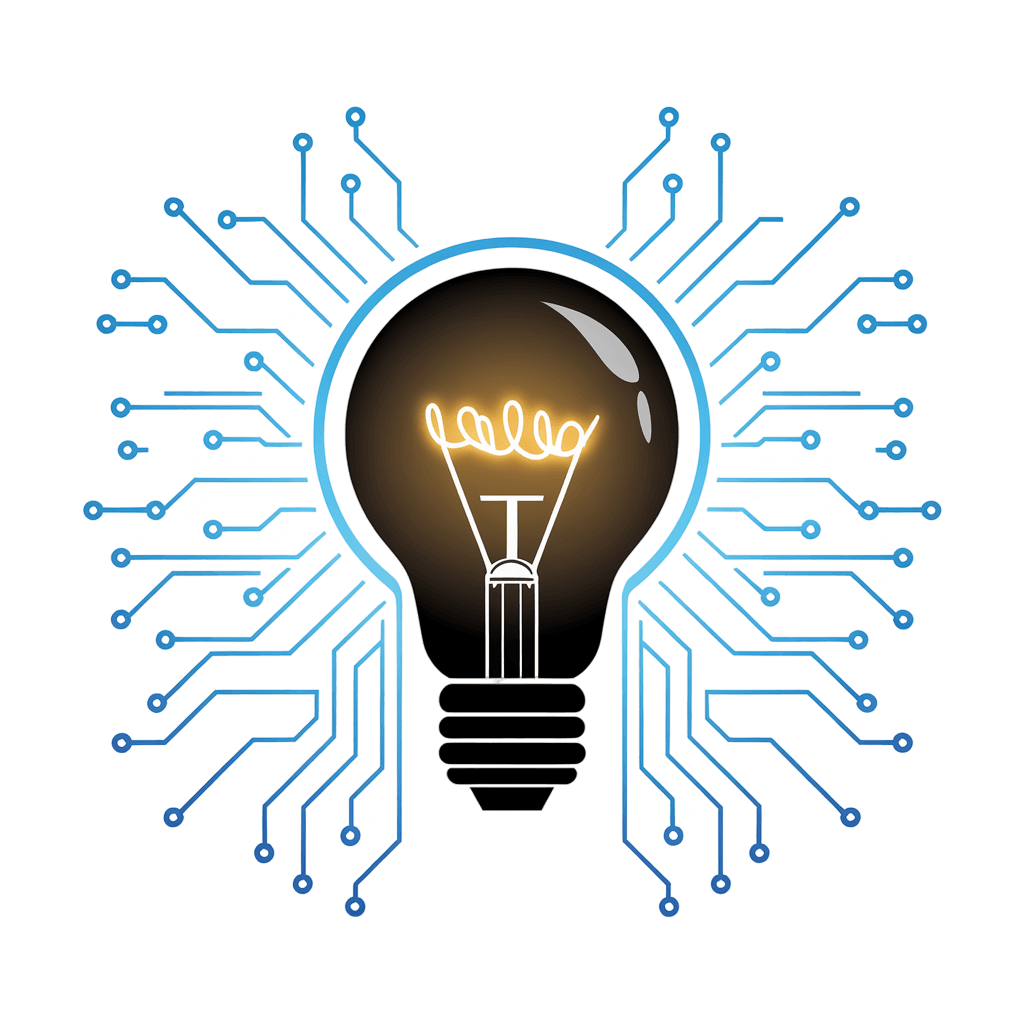 Digital Technology Lightbulb with Circuit Traces