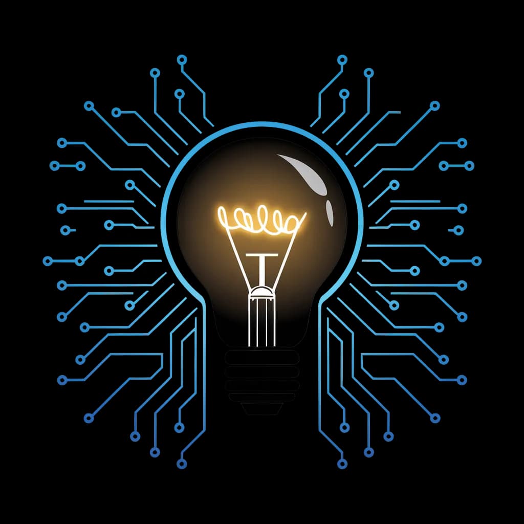Digital Technology Lightbulb with Circuit Traces