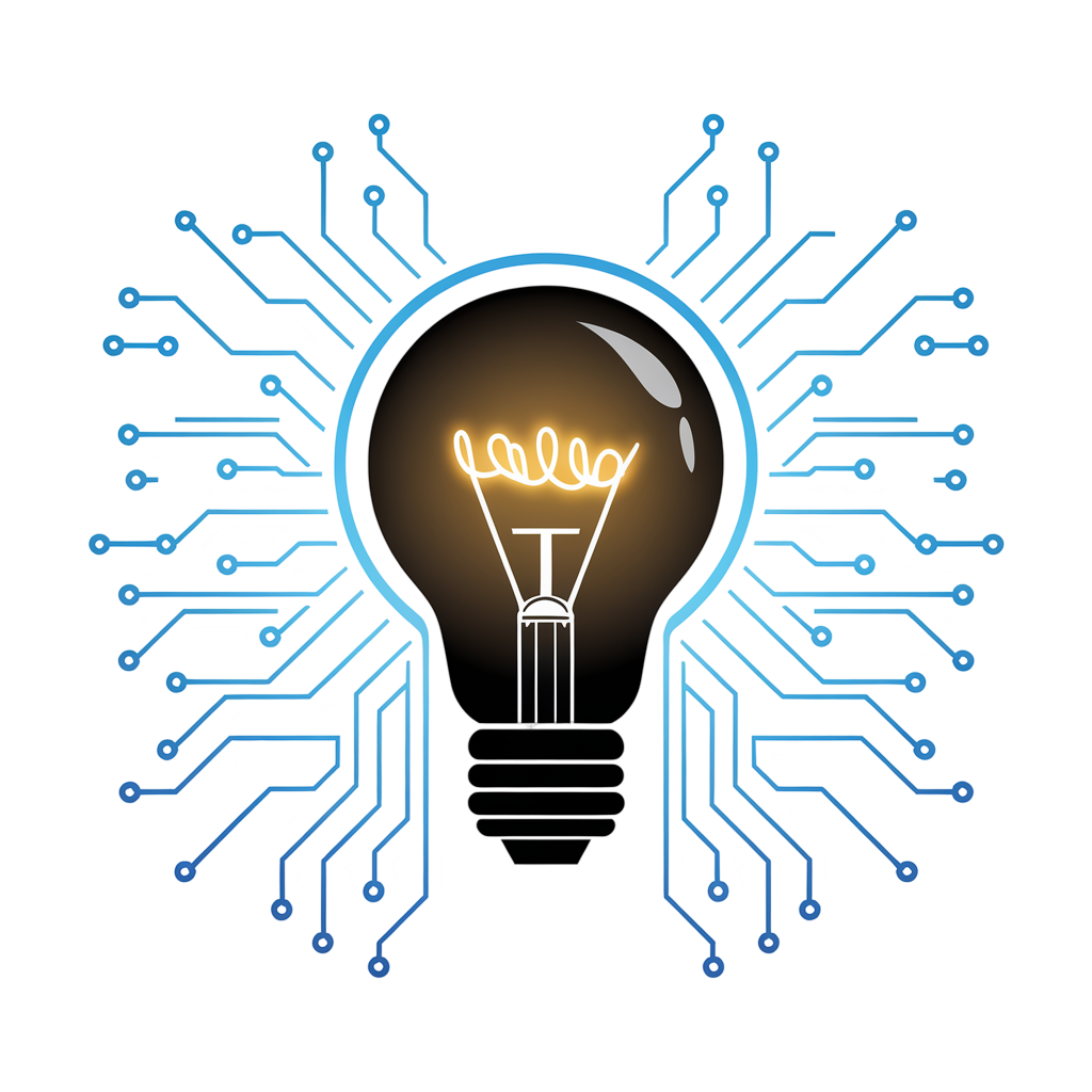 Digital Technology Lightbulb with Circuit Traces